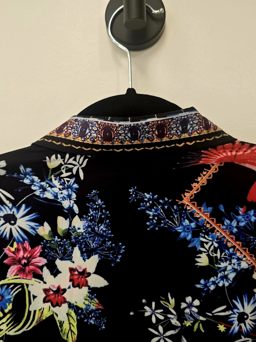 Delia McFee Black Floral Button Down Long Sleeve Minidress-Large CHIC! - Picture 8 of 16